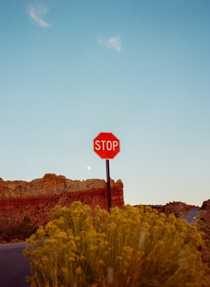 Desert Road Stop Sign by Bethany Young — canvas wall art