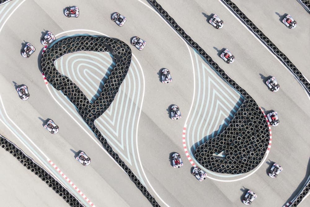 Aerial Go Kart Race by Yifan Wu — canvas wall art
