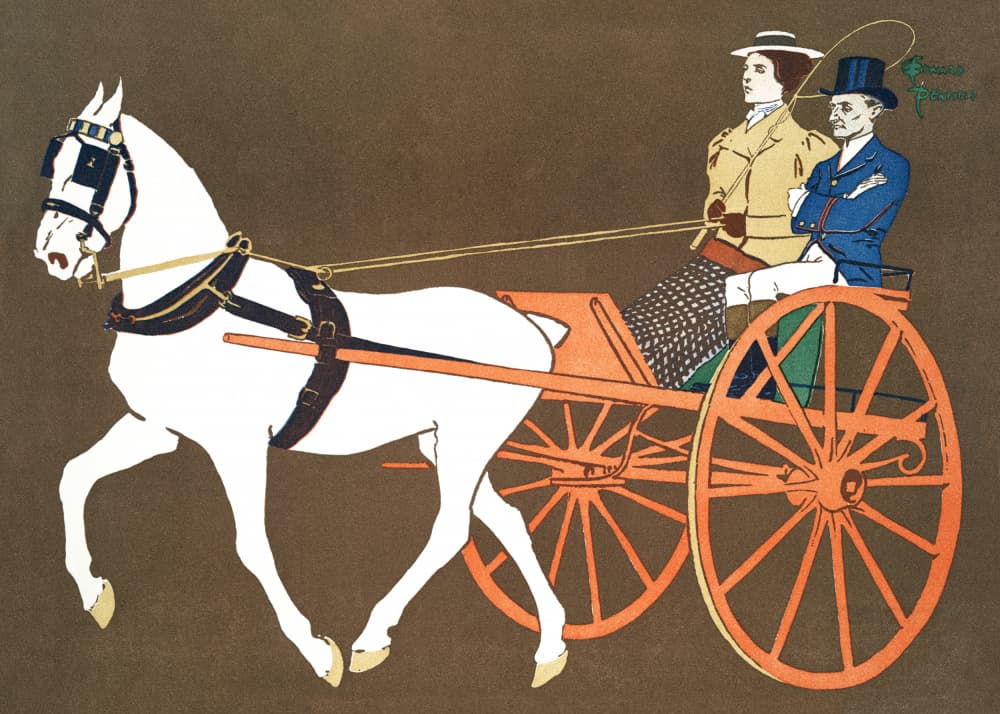Women In Carriage (ca. 1890–1907) by Edward Penfield — canvas wall art