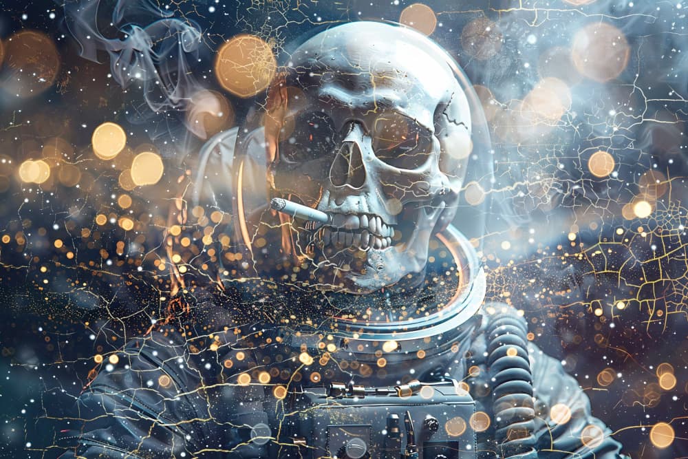 Smoking Astronaut Skull by Rafal Kulik — canvas wall art