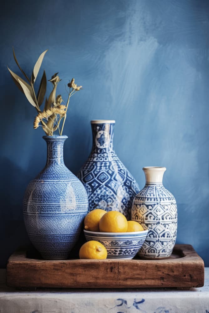 Blue Harmony Still Life by Treechild — canvas wall art