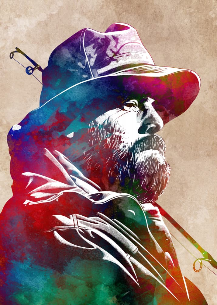 Colorful Fisherman by Justyna Jaszke — canvas wall art