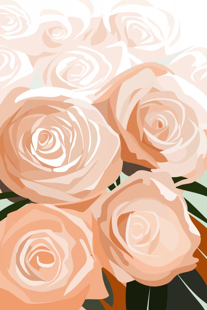 Peach Rose Bouquet by Rosana Laiz Blursbyai — canvas wall art