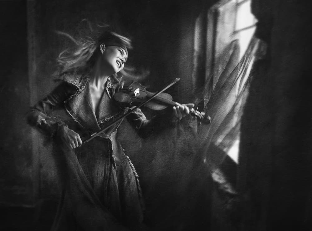 Joyful Violin Performance by Sebastian Kisworo — canvas wall art