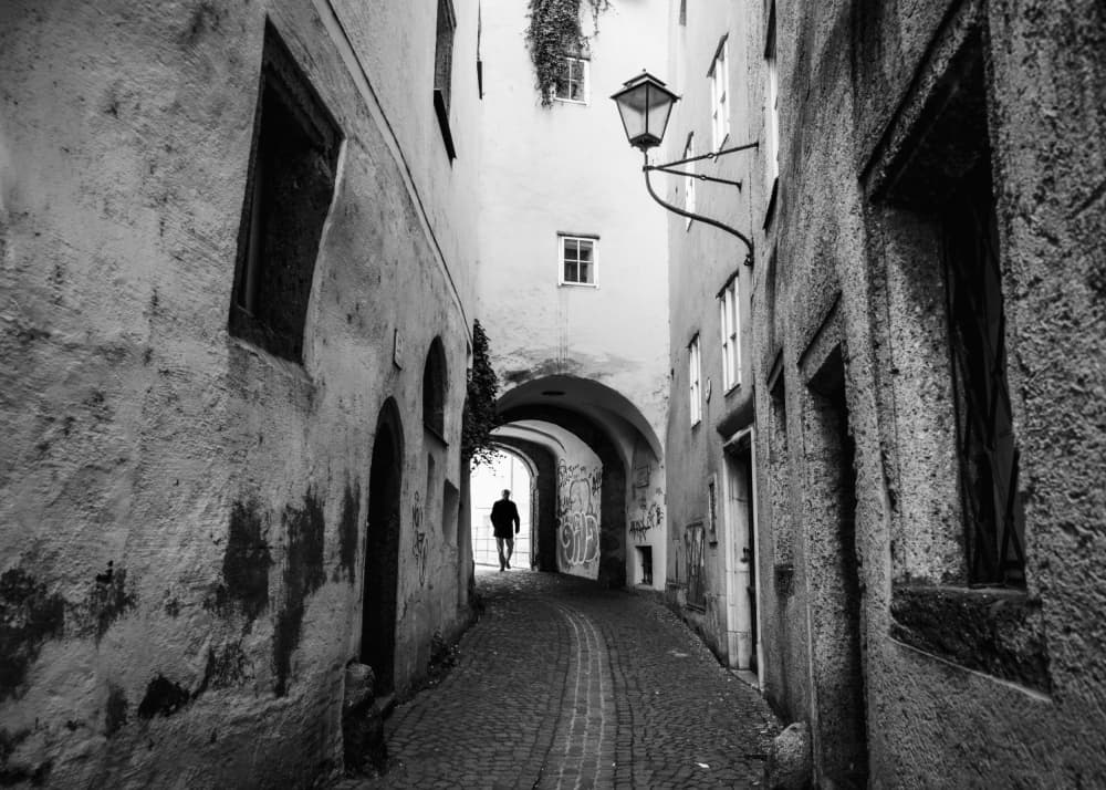 Walking Through Old Town by Elena Raceala — canvas wall art