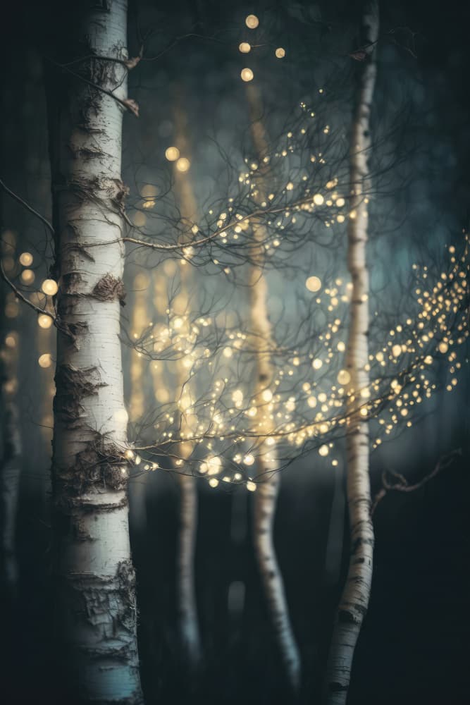 Twinkling Birch Grove by Treechild — canvas wall art