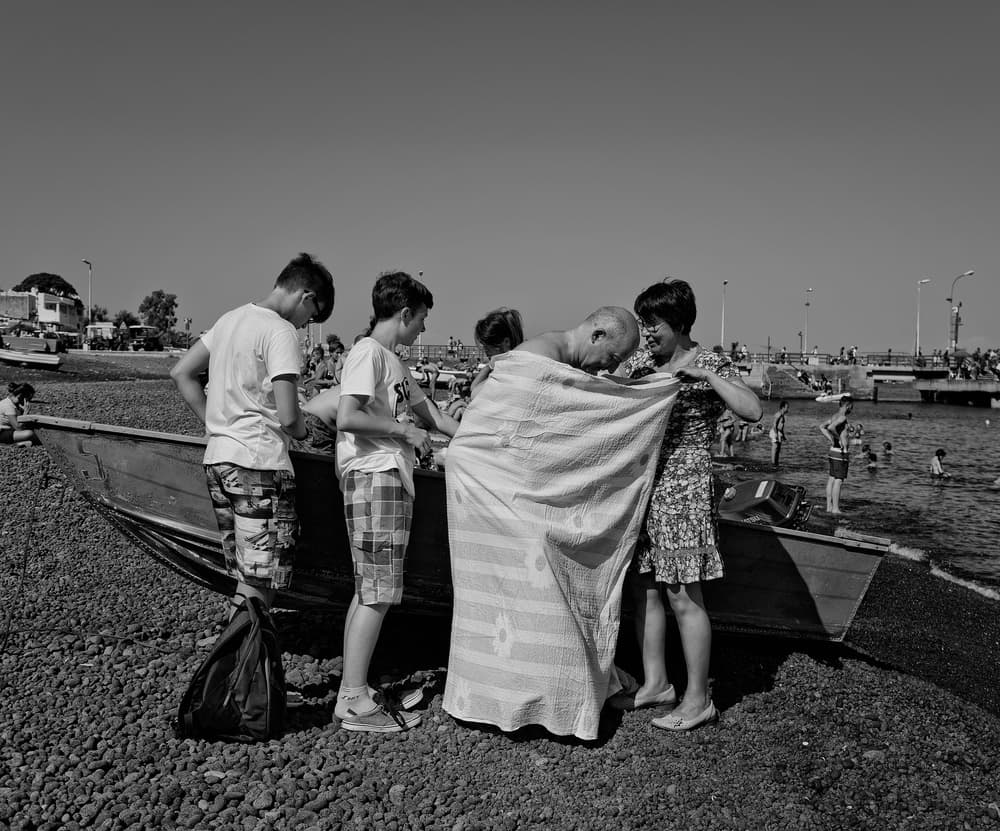 Seaside Family Drying by Lorenzo Grifantini — canvas wall art