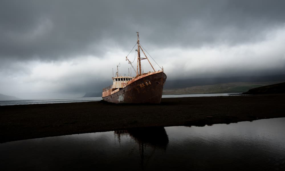 Abandoned Rusty Shipwreck by Erik Engström — canvas wall art