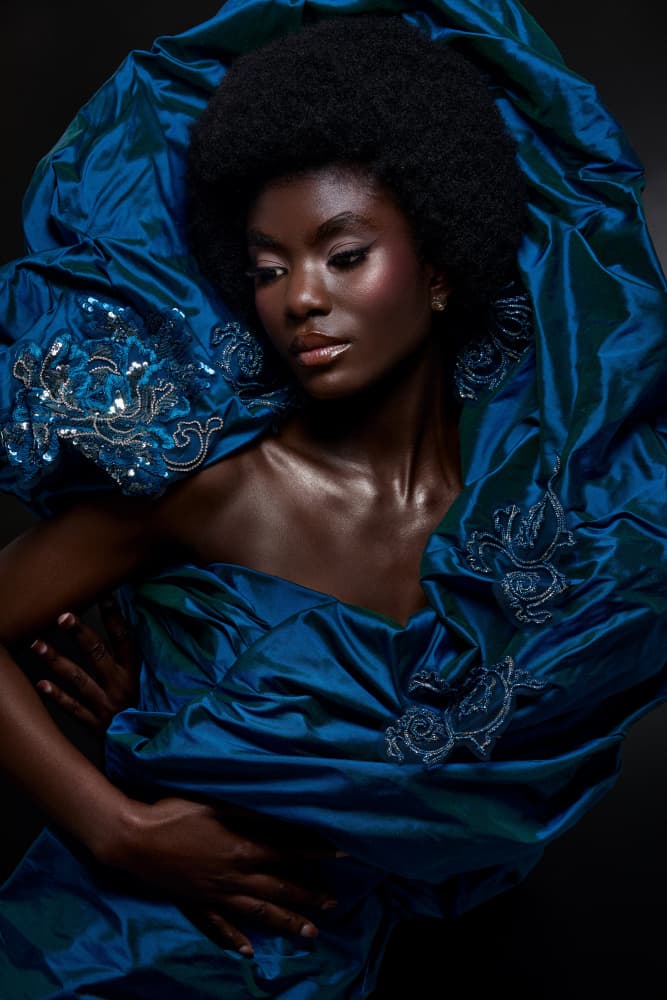 Dramatic Blue Fashion by Tatya Lushchyk — canvas wall art