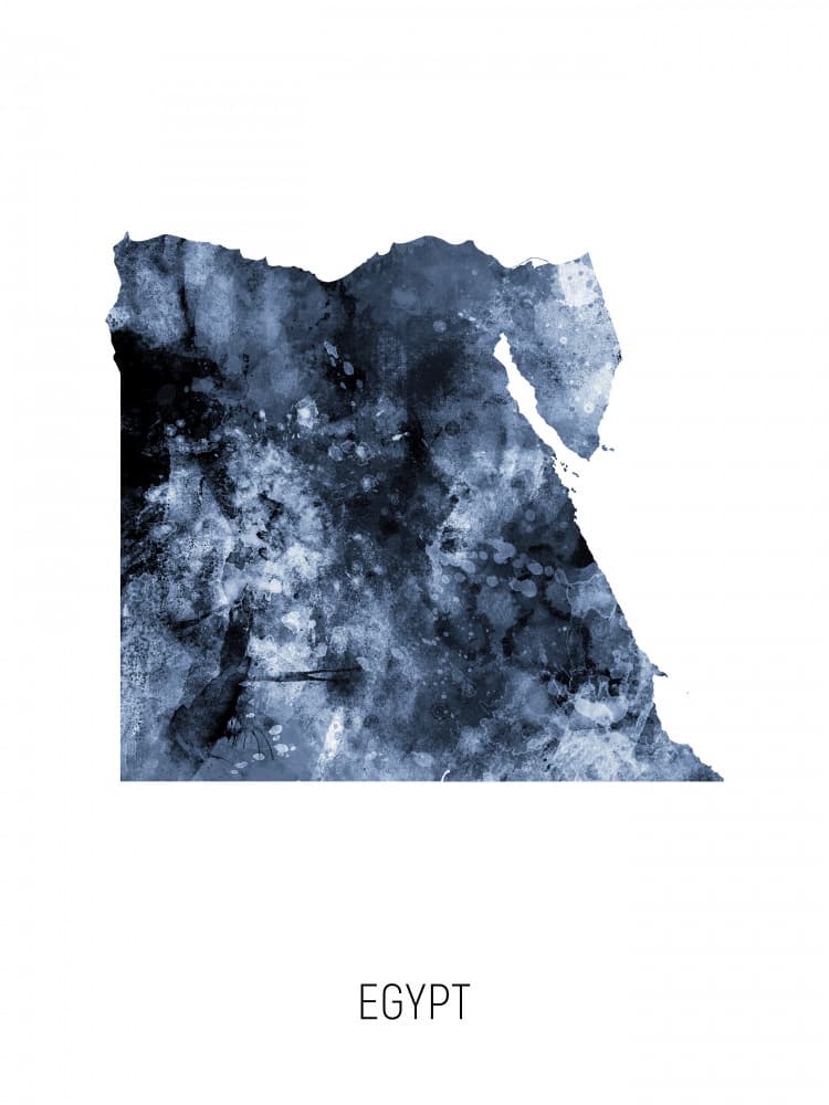 Watercolor Egypt Map by Michael Tompsett — canvas wall art