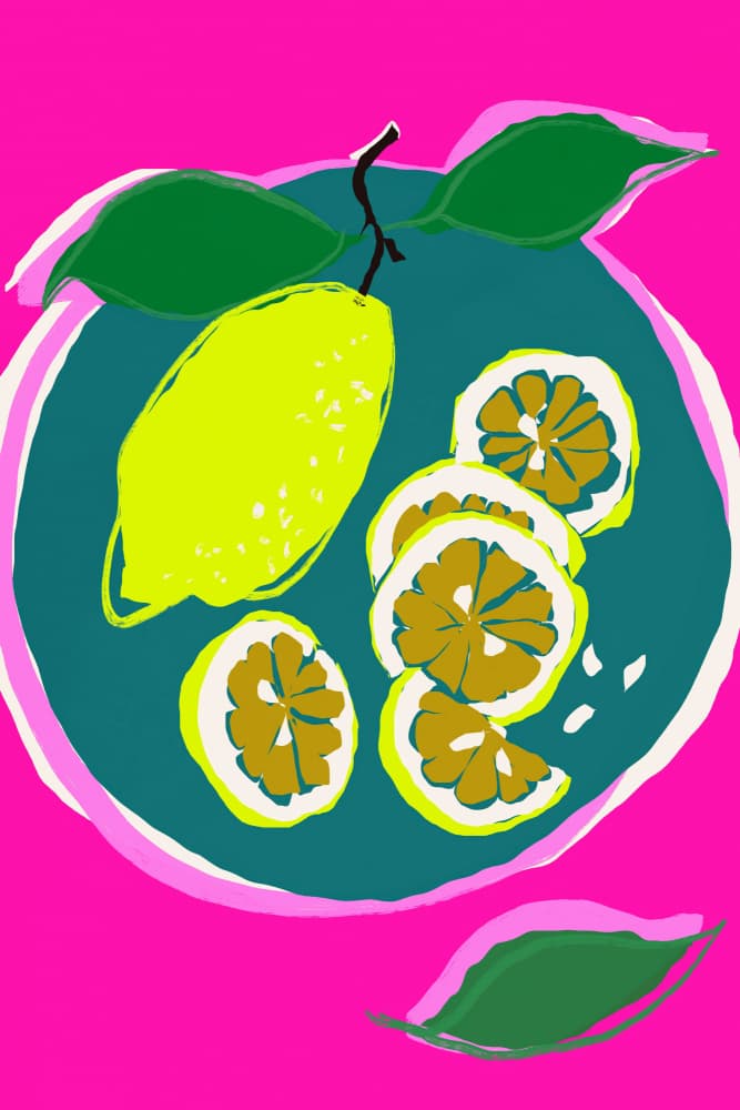 Neonlemonstilllife by Treechild — canvas wall art