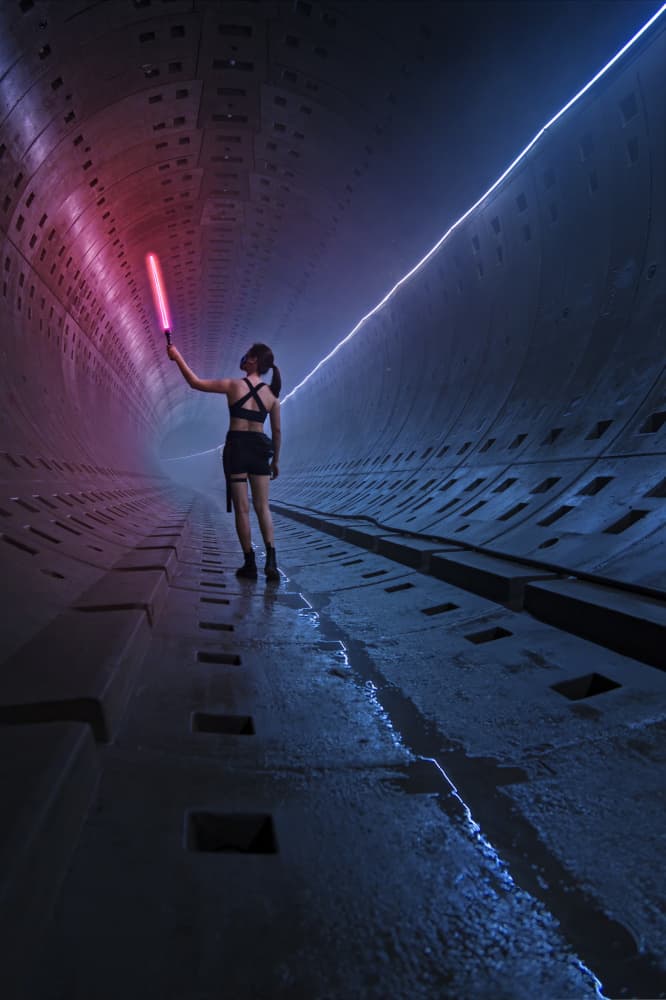 Neon Tunnel Explorer by Prasad Ambati — canvas wall art