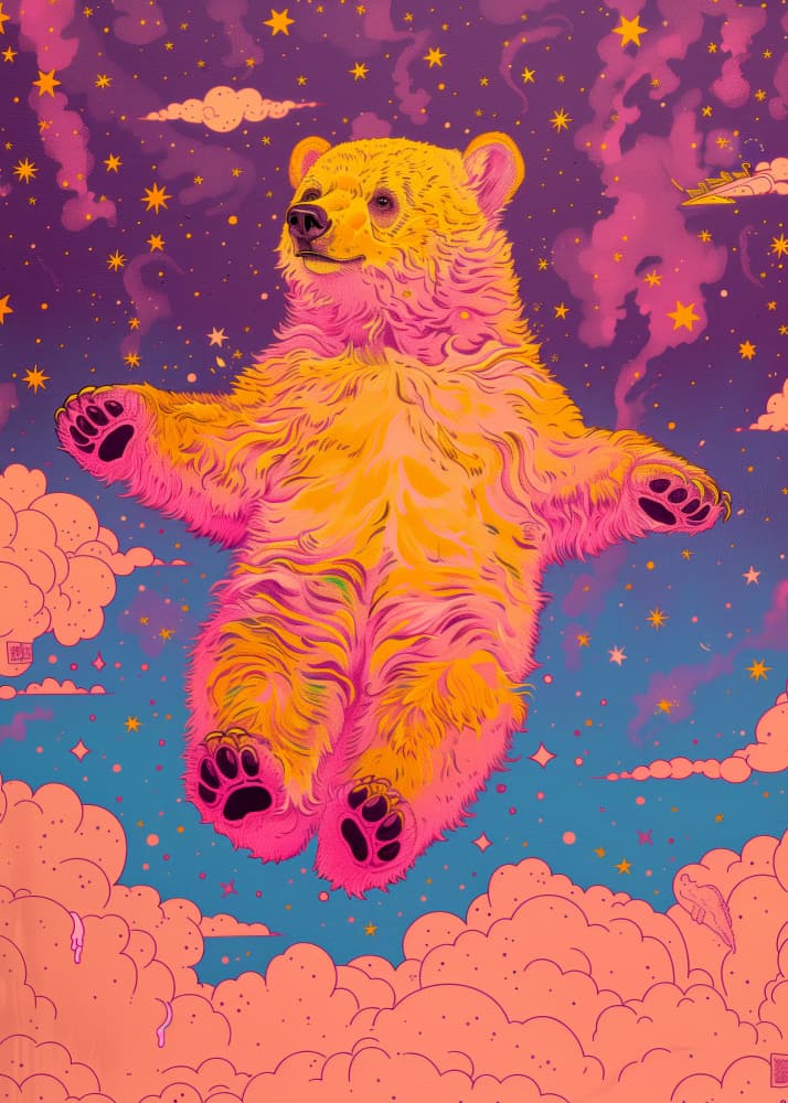 Floating Dream Bear by Justyna Jaszke — canvas wall art