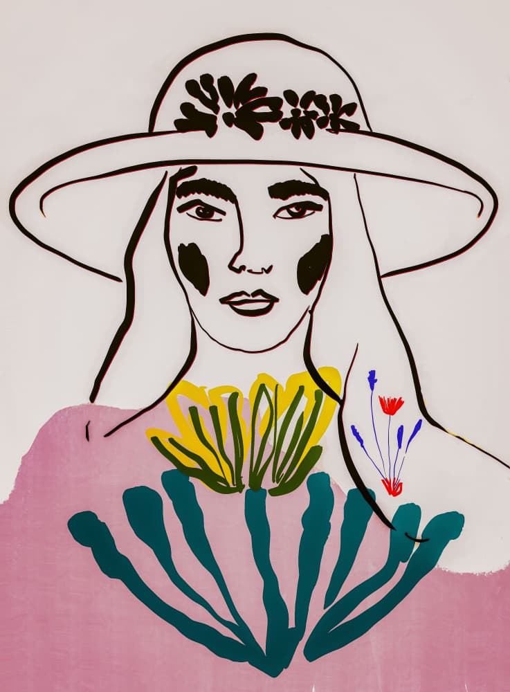 Colorful Floral Portrait by Beate Tubach — canvas wall art