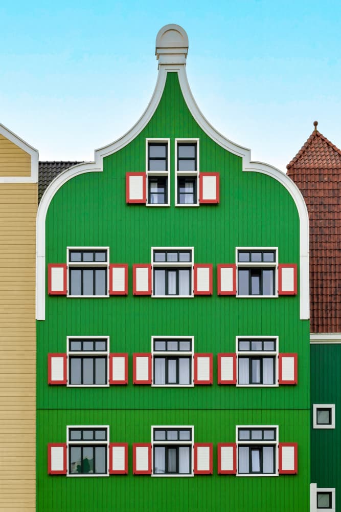 Vibrant Green Dutch Facade by Linda Wride — canvas wall art