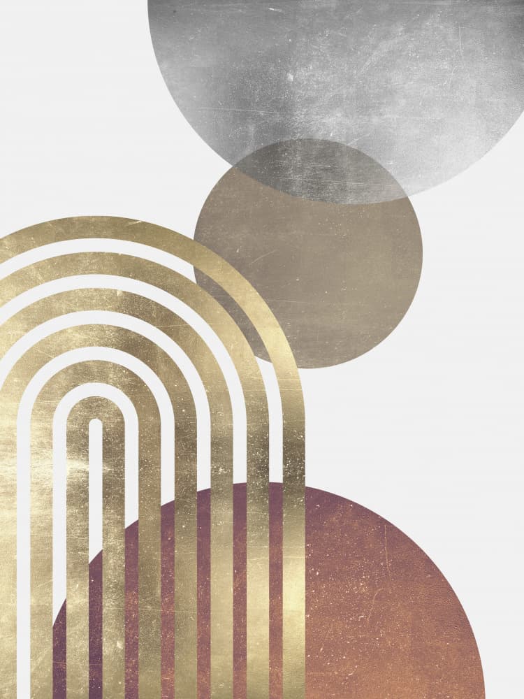 Golden Arcs Metallic Circles by Vitor Costa — canvas wall art