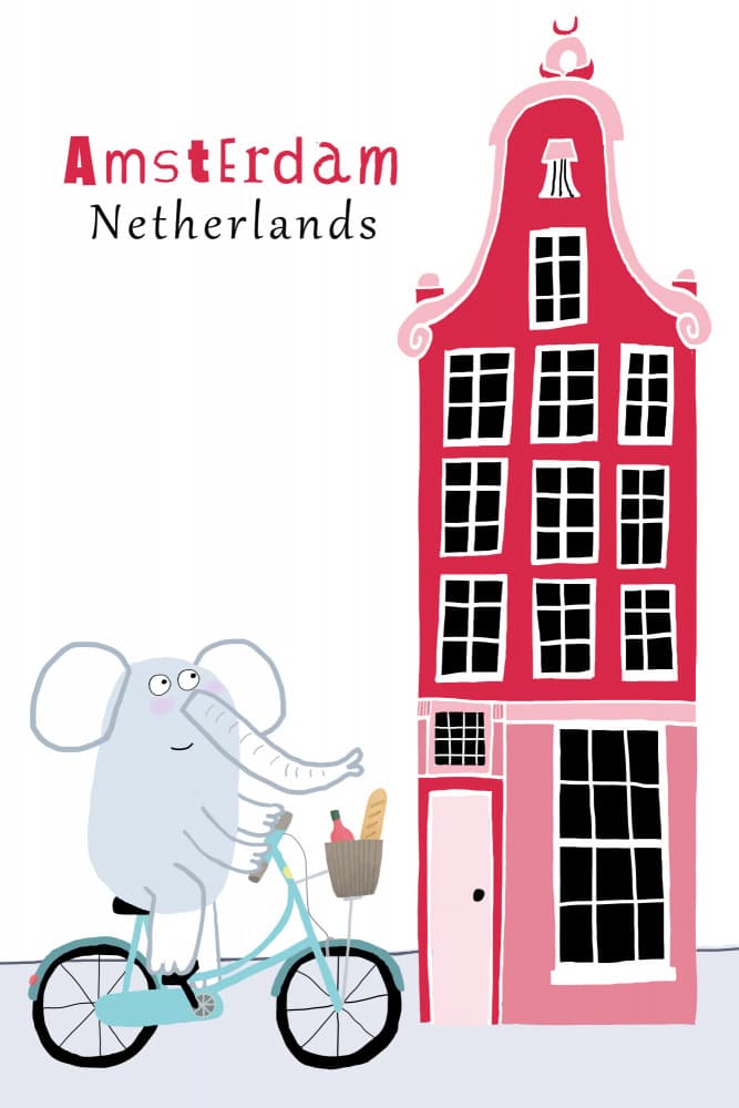 Whimsical Elephant Amsterdam by Carla Daly — canvas wall art