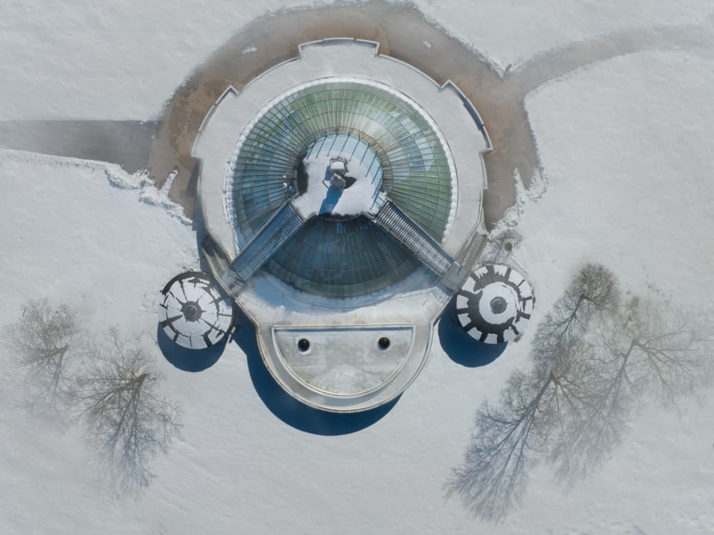 Modern Dome in Snow by Ling Lu — canvas wall art