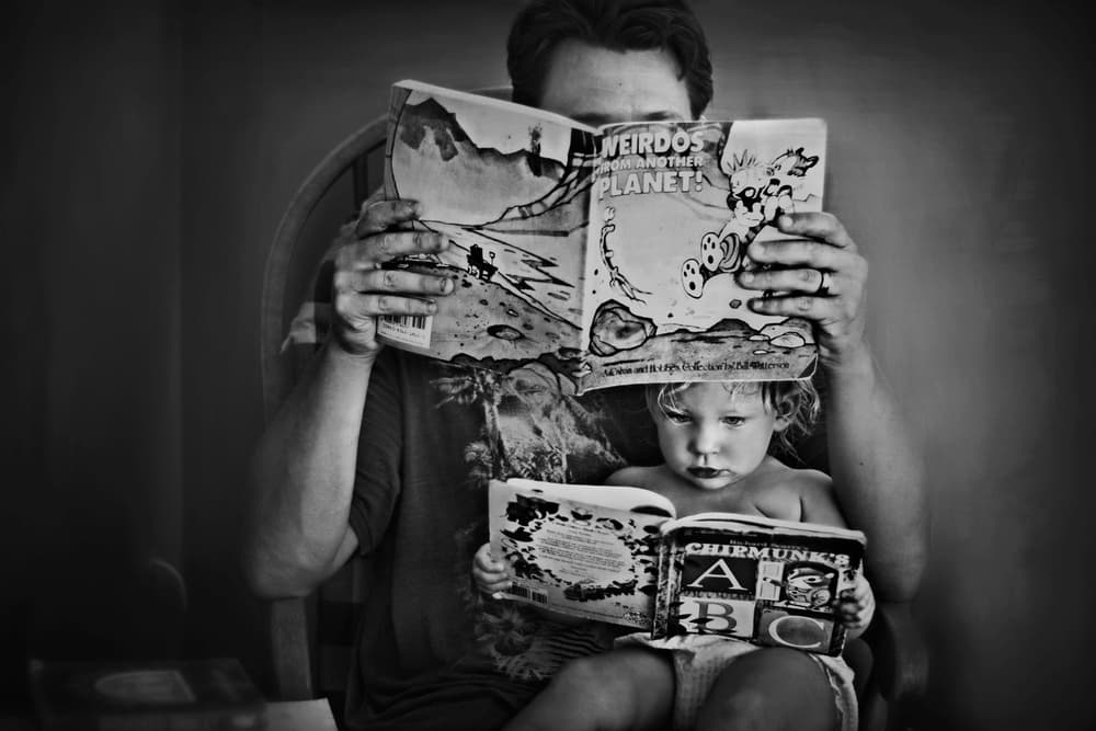Father Child Reading by Kapuschinsky — canvas wall art
