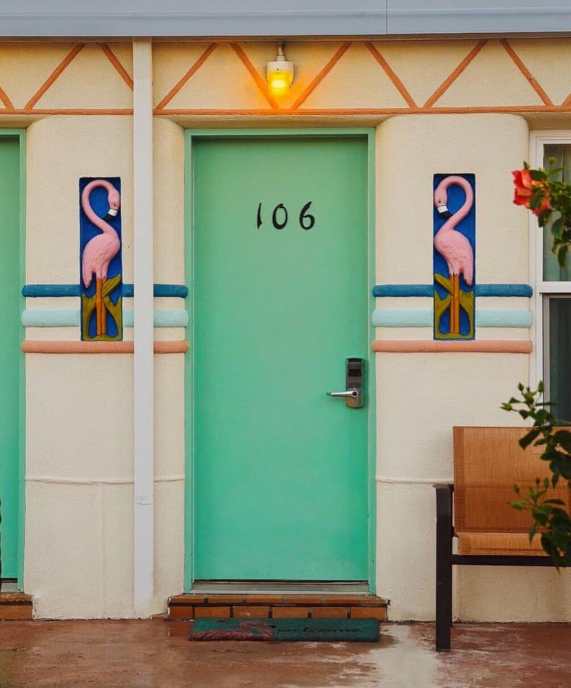 Pink Flamingo Door by Del Mundo Imagery — canvas wall art