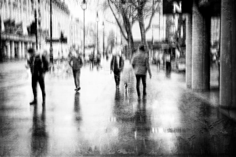 Rainy City Walk by Amer Jassim — canvas wall art