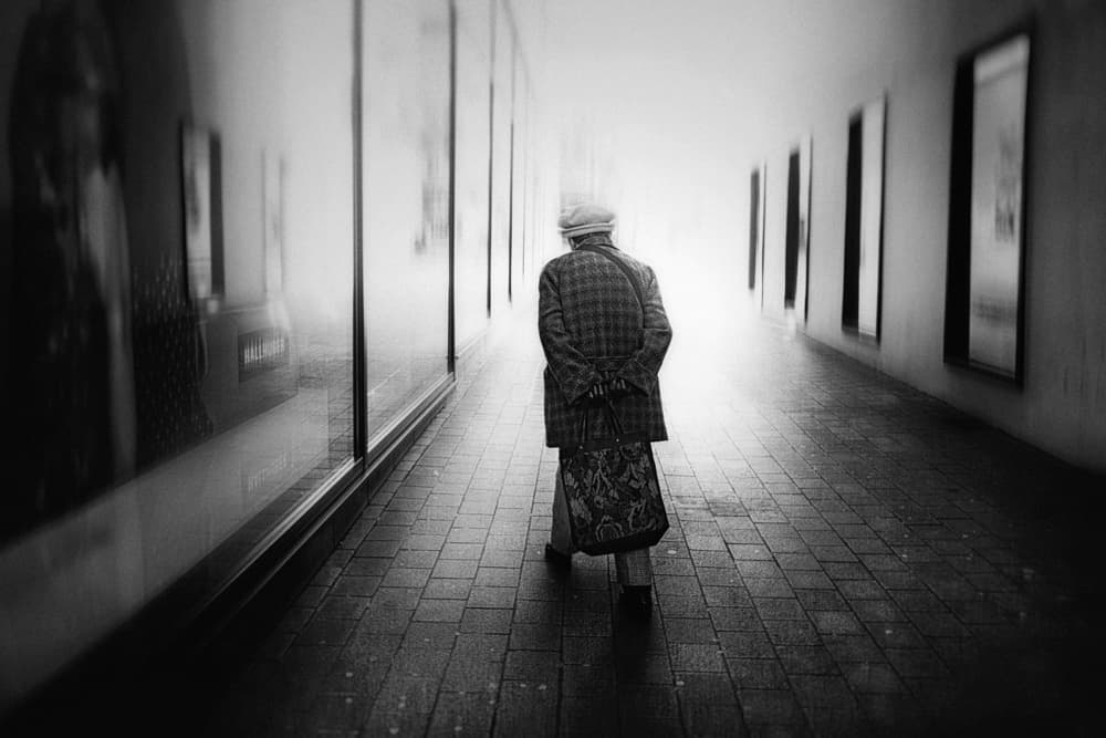 Solitary Woman Hallway Light by Holger Droste — canvas wall art