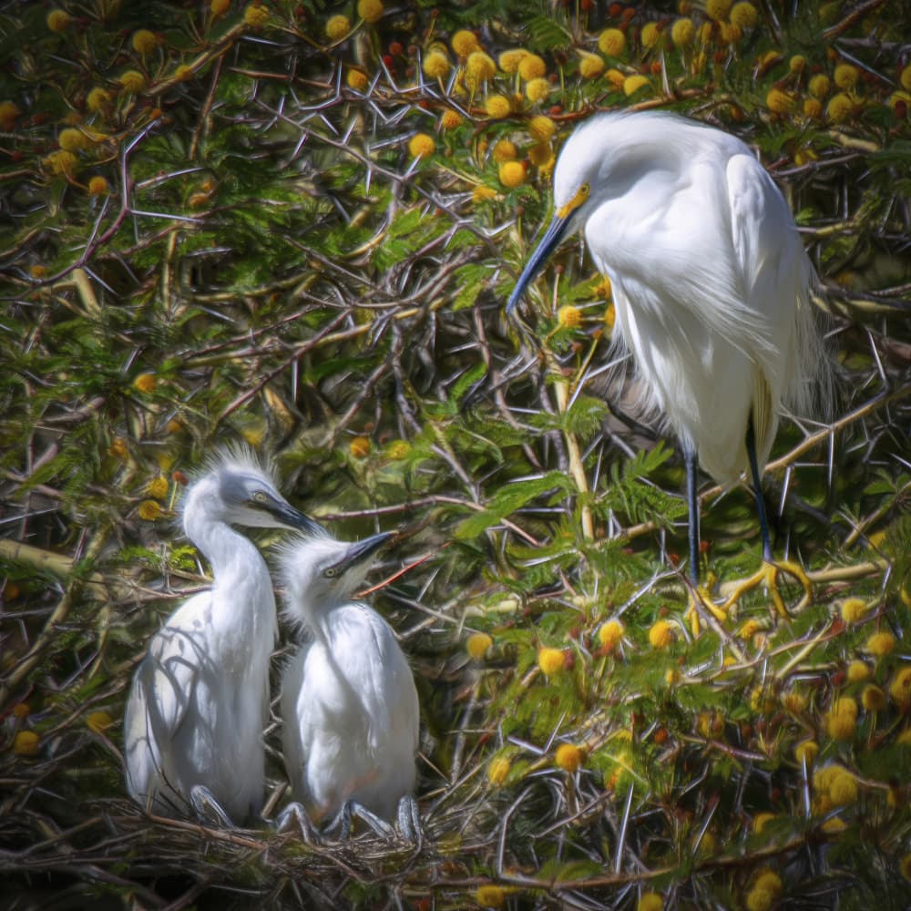 Nesting Egret Family by Barbara Fletcher — canvas wall art