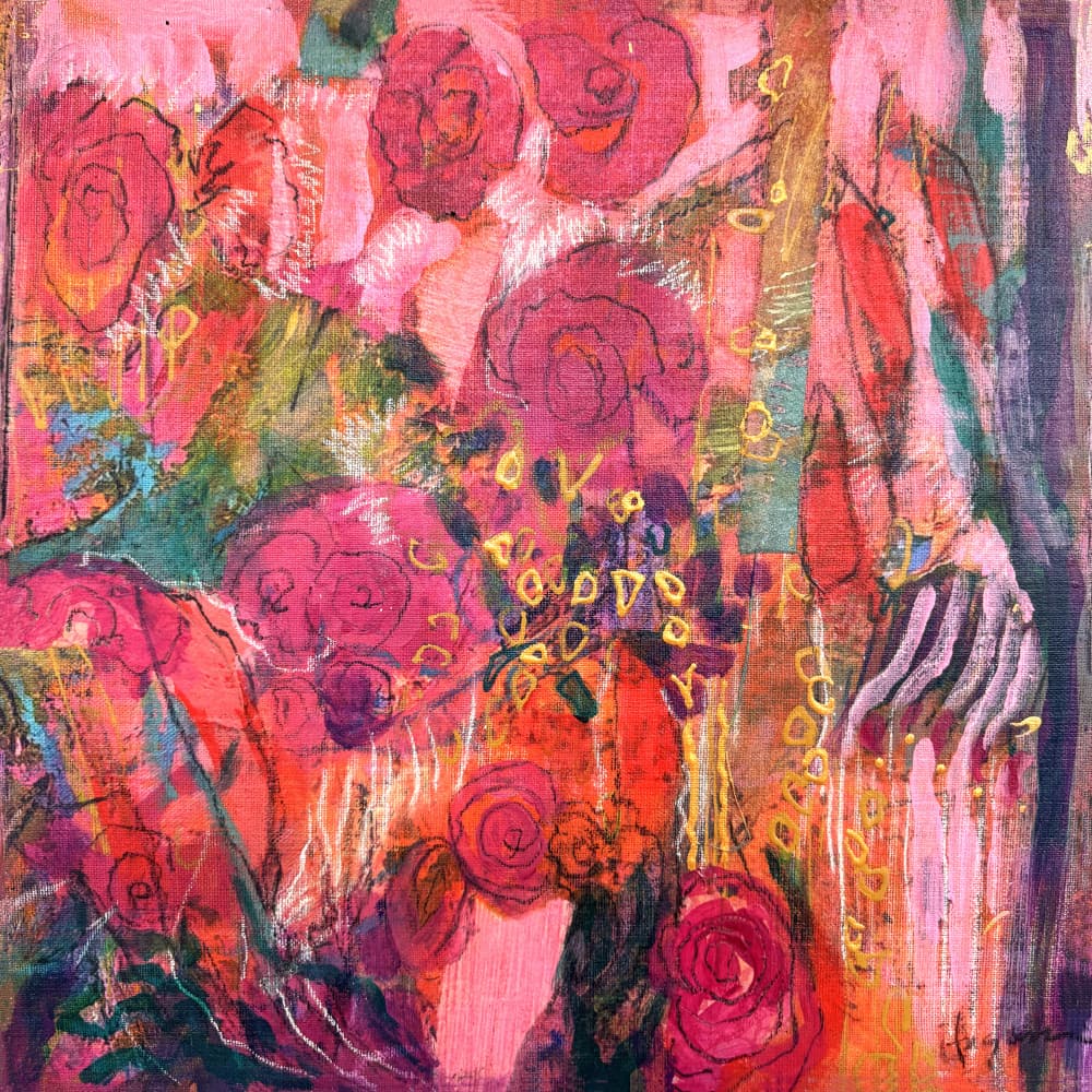 Vibrant Abstract Roses by Dorothy Fagan — canvas wall art