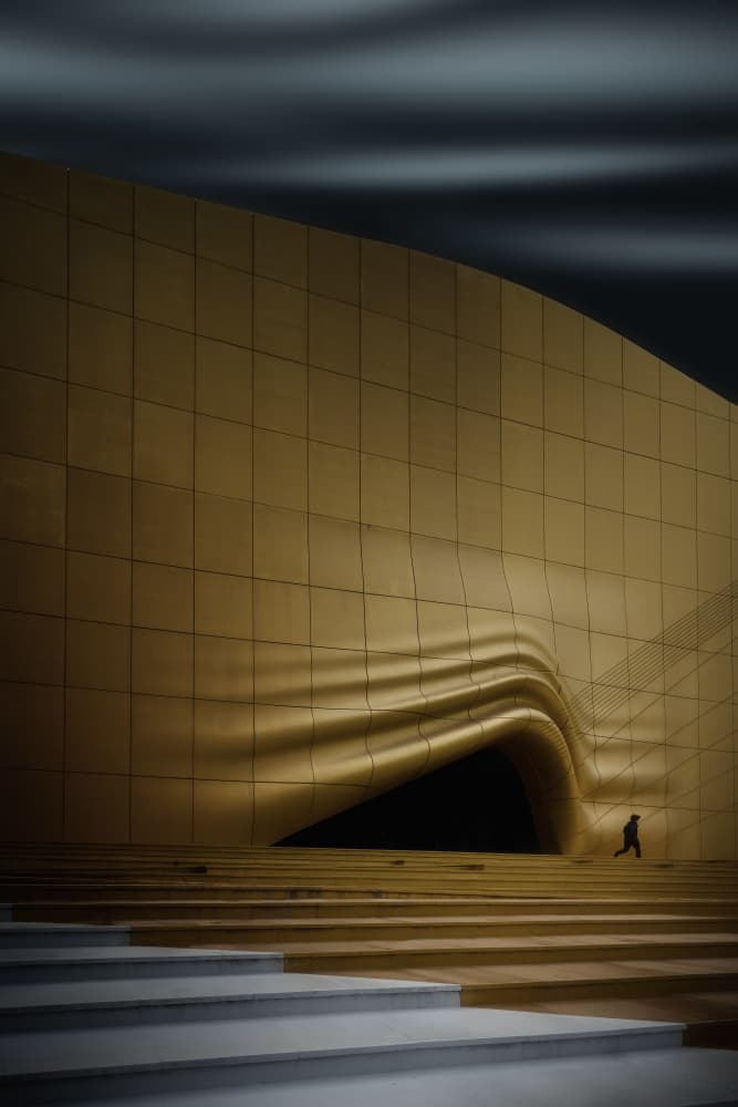 Golden Architectural Flow by Amatou T — canvas wall art