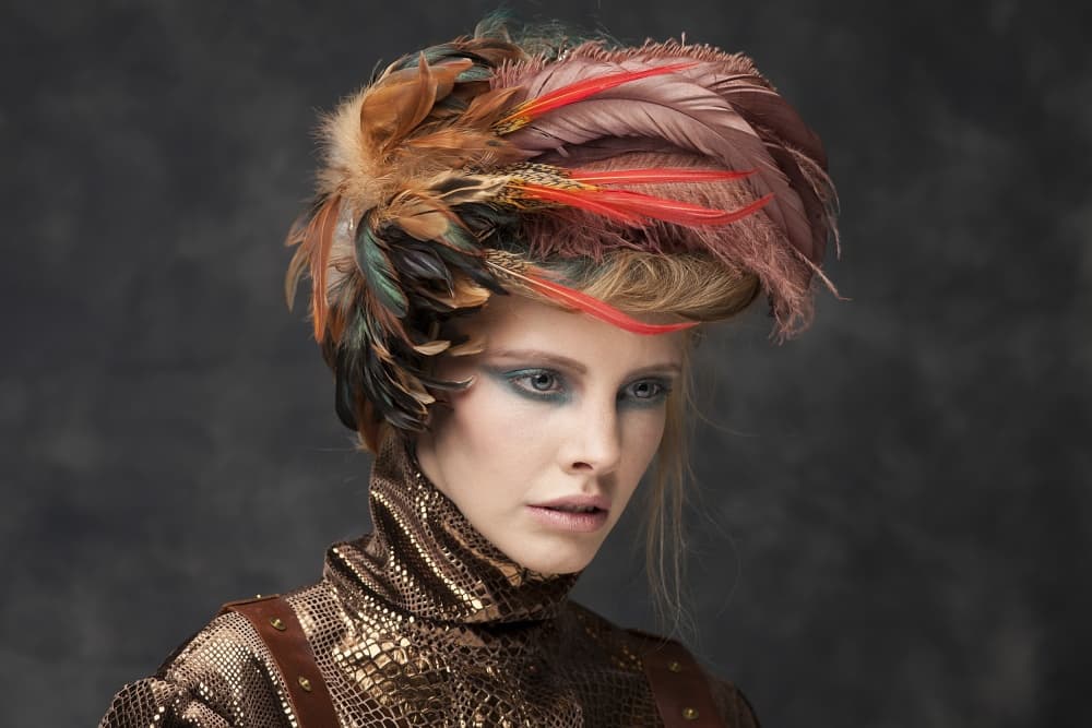 Feathered Fashion Portrait by Bartjan Nieuwerf — canvas wall art