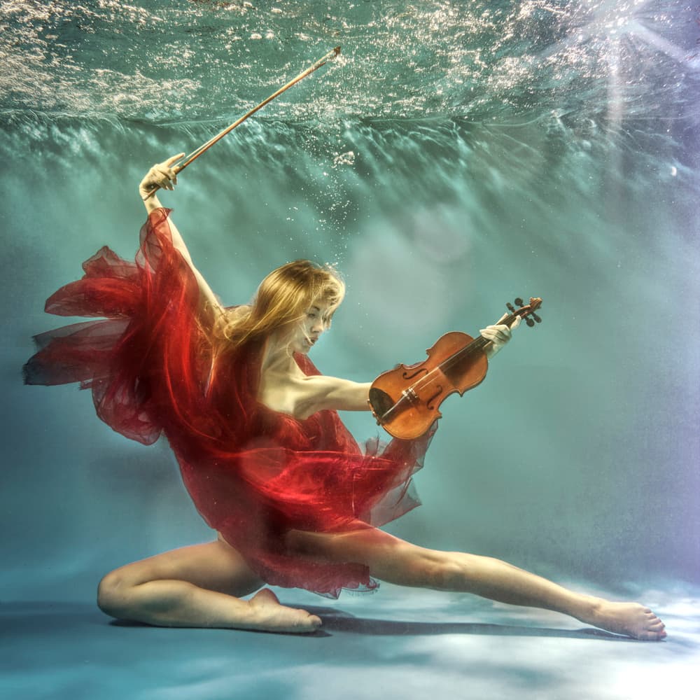 Ethereal Underwater Violinist by Uniquecapture — canvas wall art