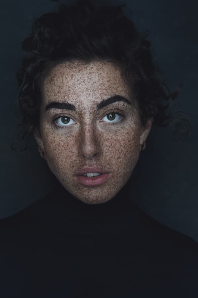 Captivating Freckled Portrait by Marina Anghileri — canvas wall art