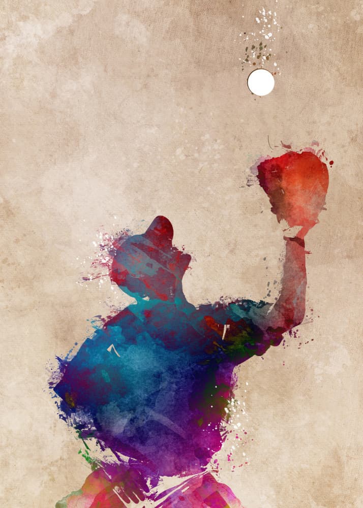Vibrant Baseball Catch by Justyna Jaszke — canvas wall art