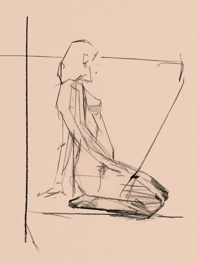 Thoughtful Nude Sketch by cartissi — canvas wall art