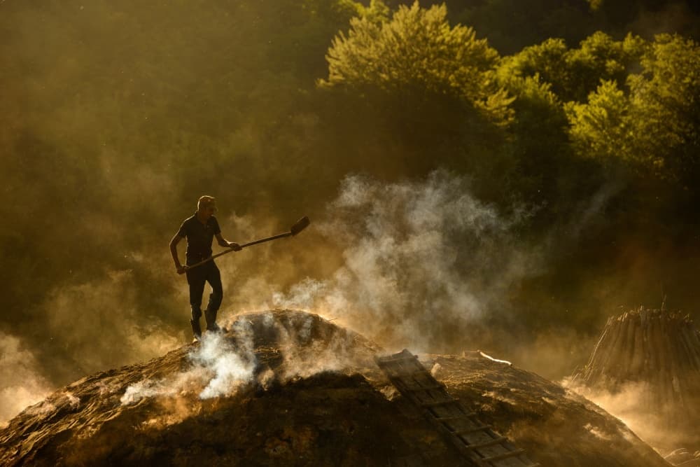 Golden Light Charcoal Burner by Lucian Constantin — canvas wall art