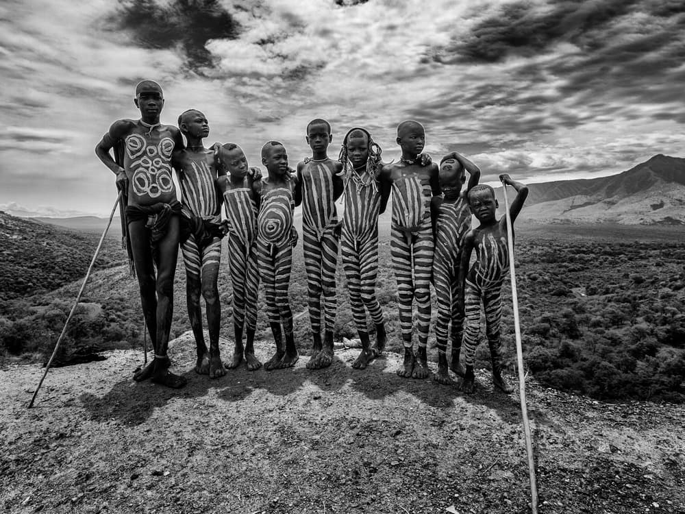 Painted Children African Landscape by Amnon Eichelberg — canvas wall art