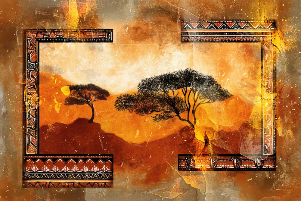 Tribal Sunset Savanna by Rafal Kulik — canvas wall art