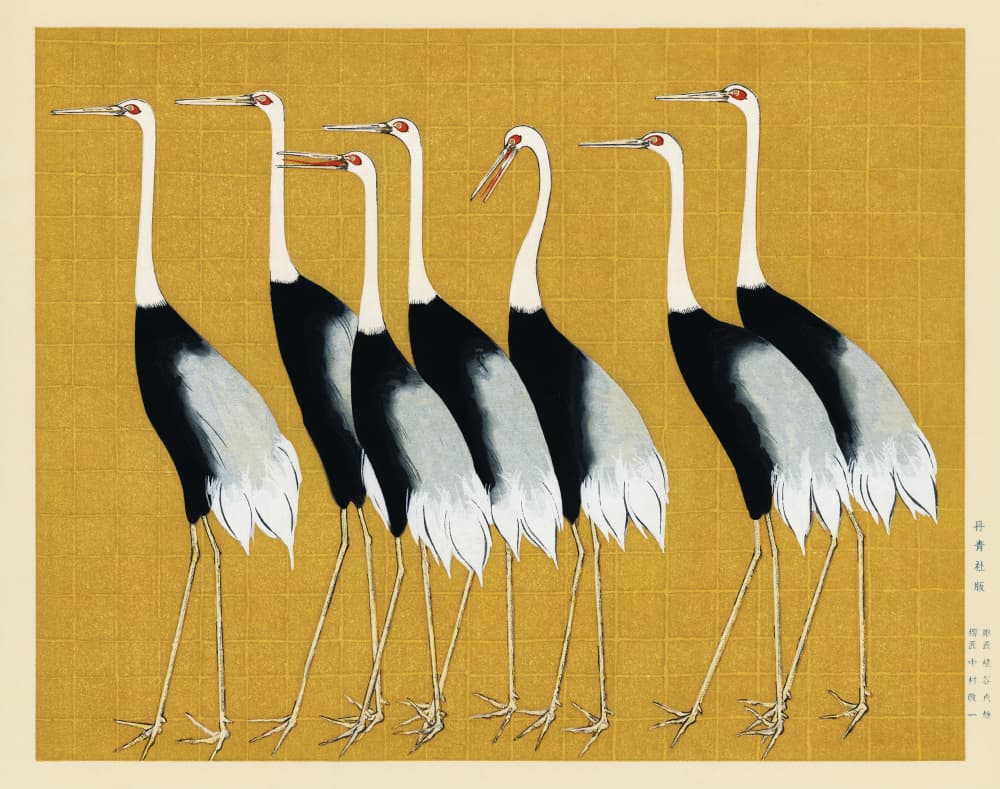Japanese Red Crown Crane by Ogata Korin — canvas wall art