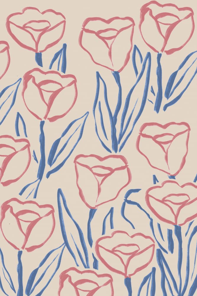Blush Blue Tulips by Melloi Art Prints — canvas wall art