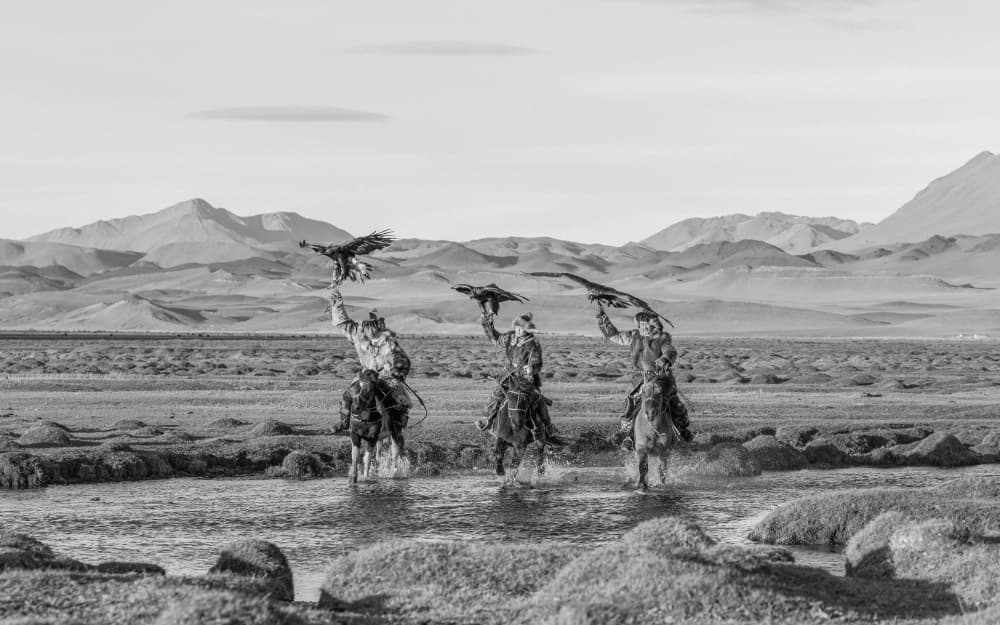 Golden Eagle Hunters by ADIREK M — canvas wall art