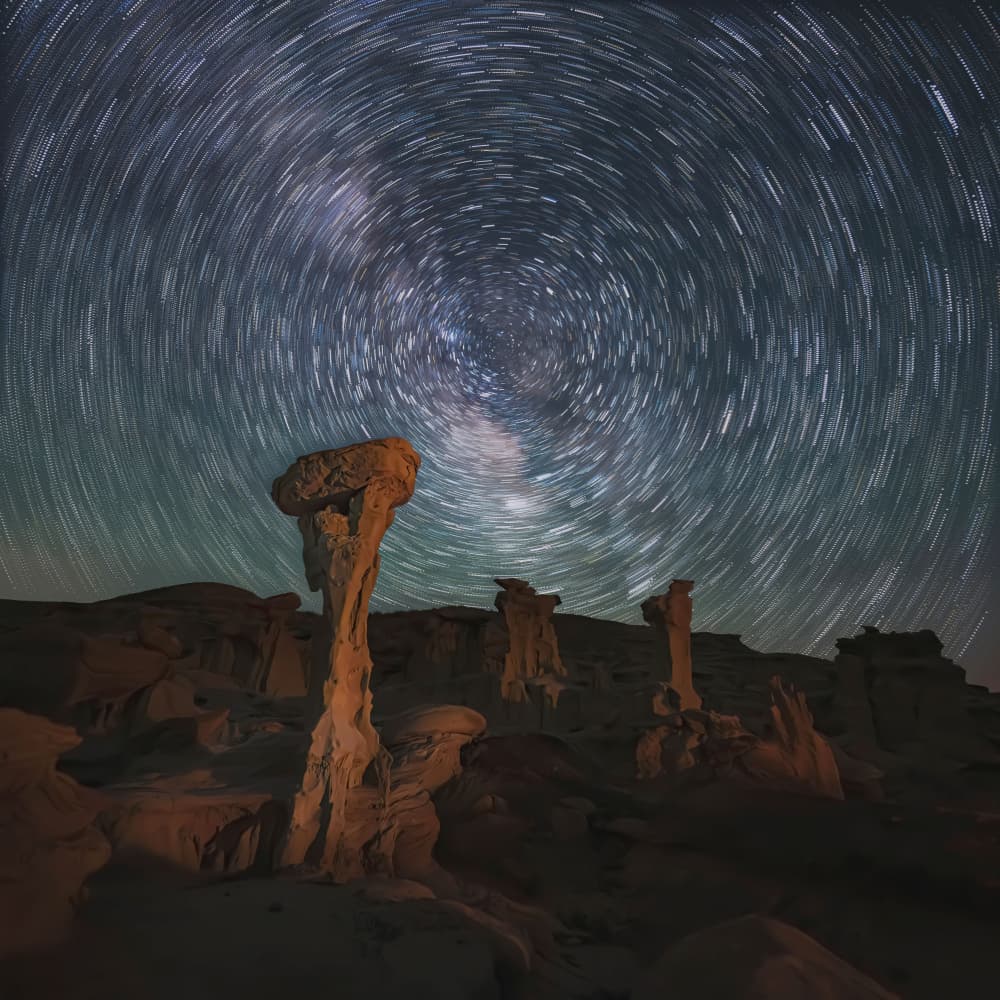 Star Trails Over Hoodoos by Yun Gong — canvas wall art