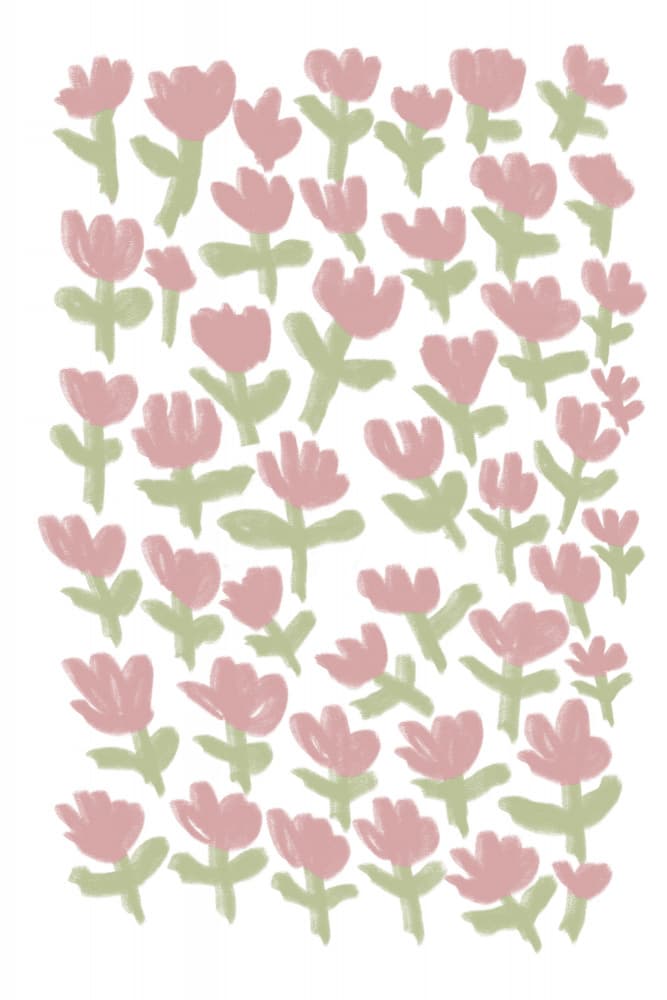 Playful Pink Flowers by Melloi Art Prints — canvas wall art