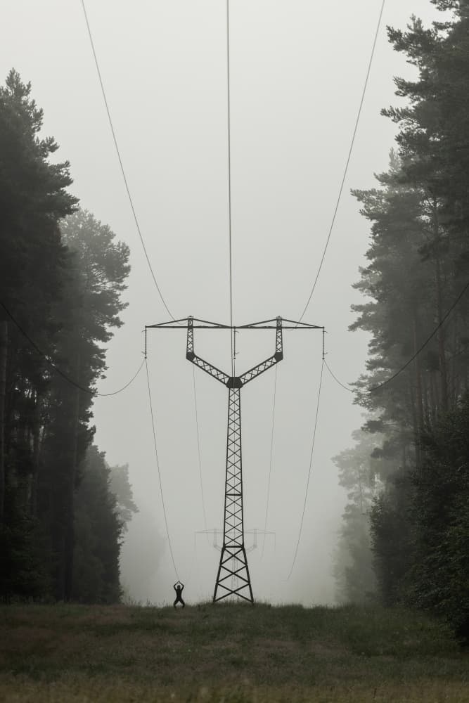 Foggy Power Pylon by Leszek Paradowski — canvas wall art