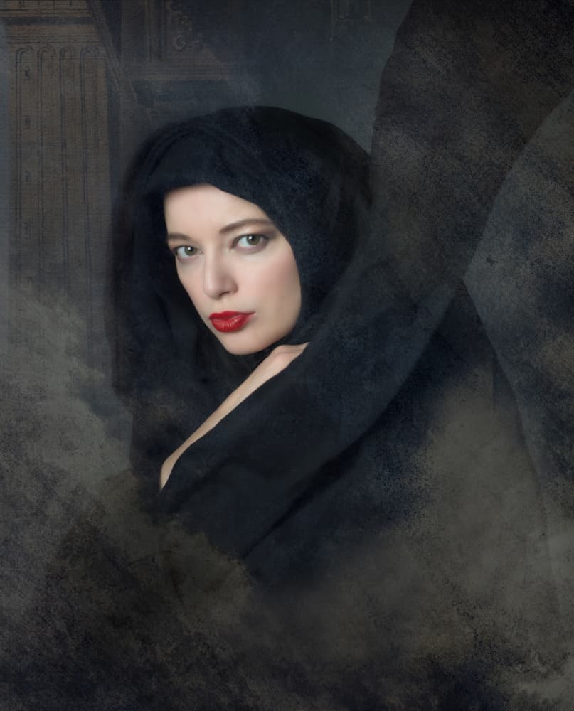 Mysterious Hooded Woman by Colin Dixon — canvas wall art