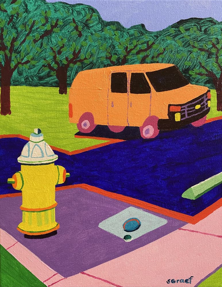Fire Hydrant and Truck by Sue Graef — canvas wall art