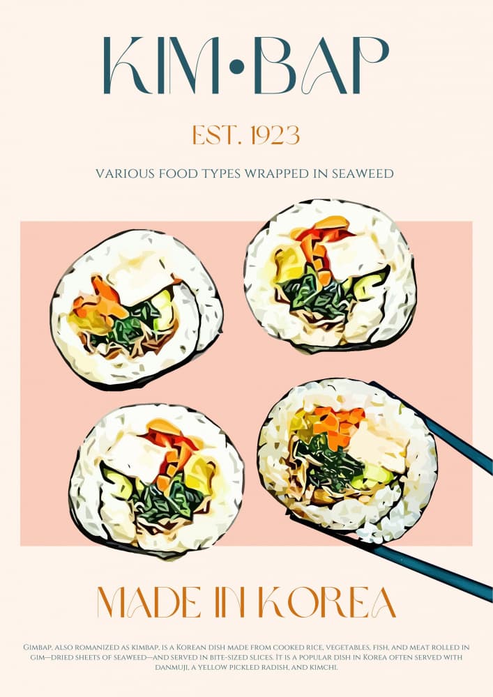 Korean Kimbap Illustration by Nazma Khokhar — canvas wall art