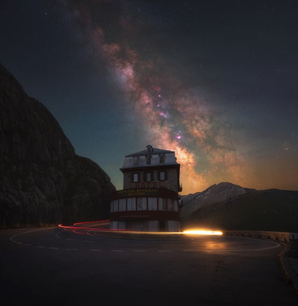 Milky Way Mountain Pass by Anastasia — canvas wall art