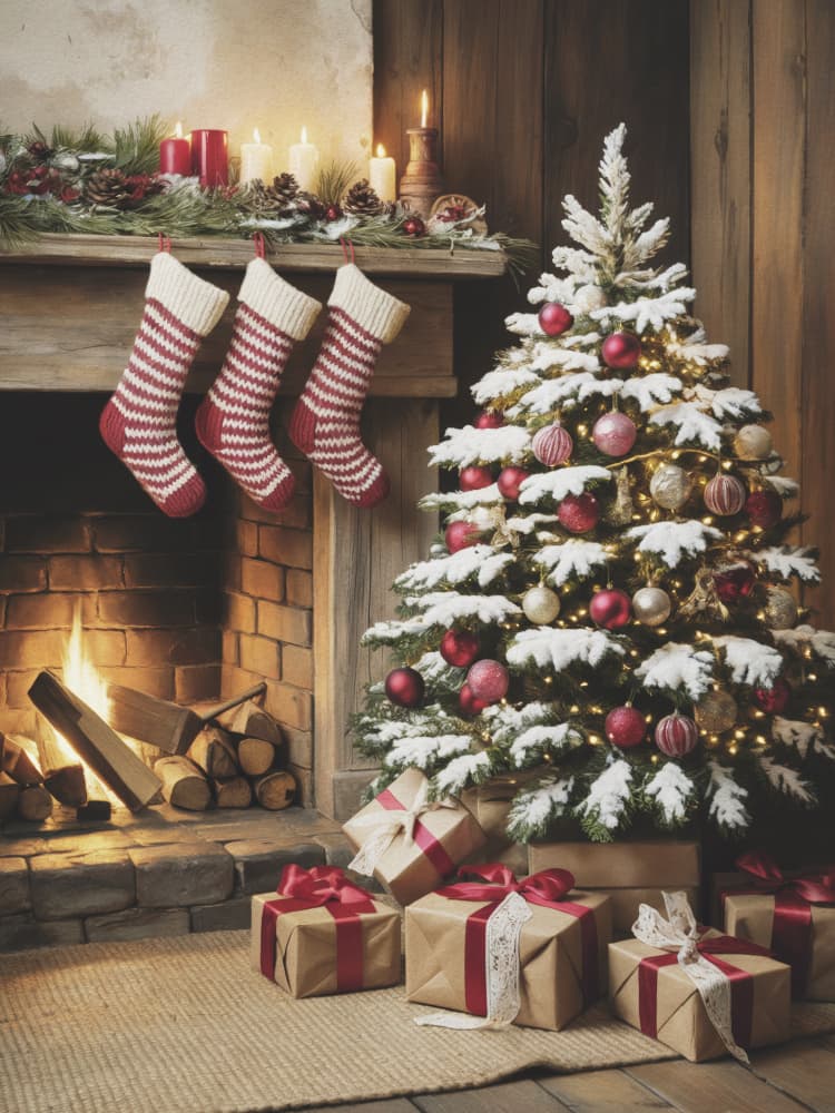 Christmas Tree Fireplace Glow by Andreas Magnusson — canvas wall art