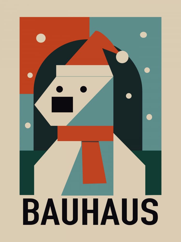 Bauhaus Christmas Bear by Little Dean — canvas wall art