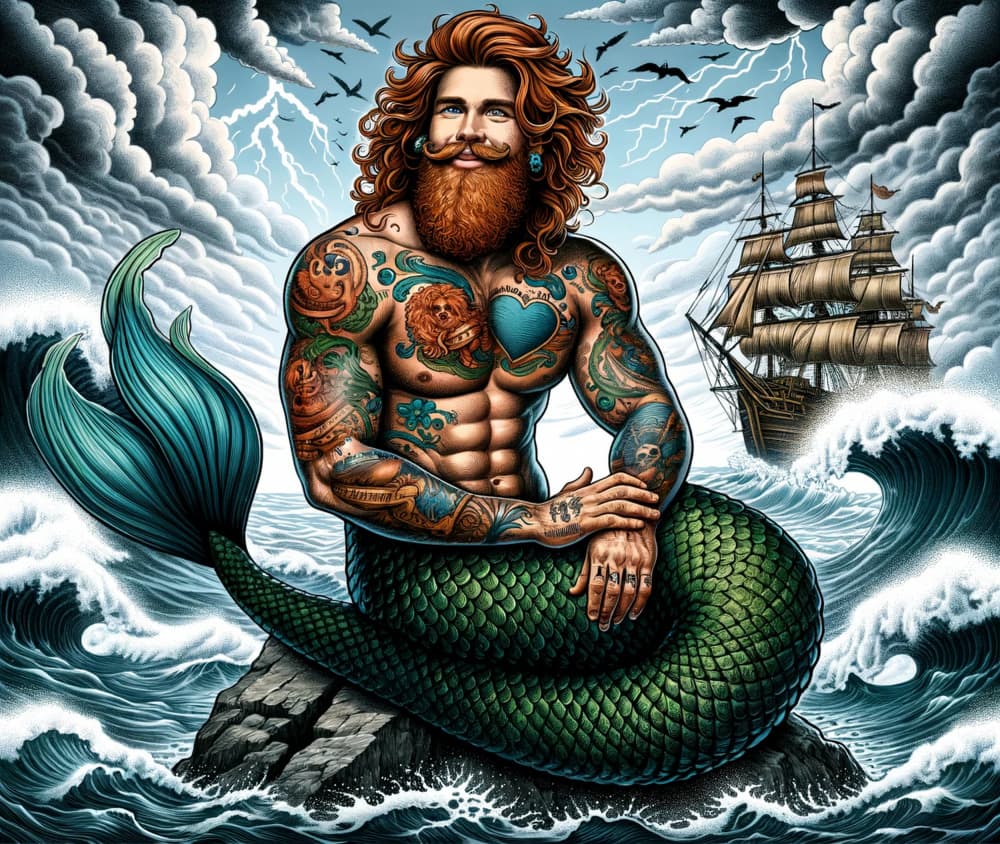 Bearded Merman Storm by David Galan — canvas wall art